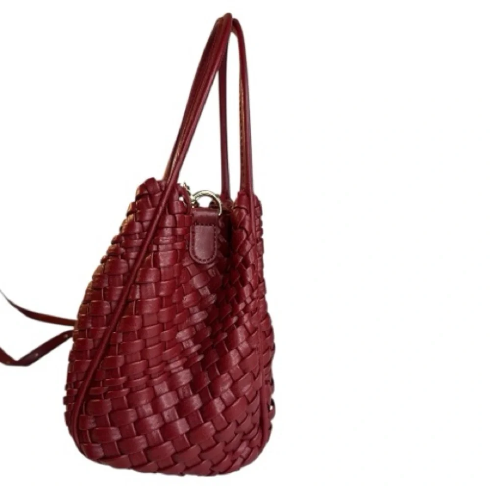 Anthropologie Hollace Woven Mini Tote Mauve Red NWOT - Picture 5 of 16